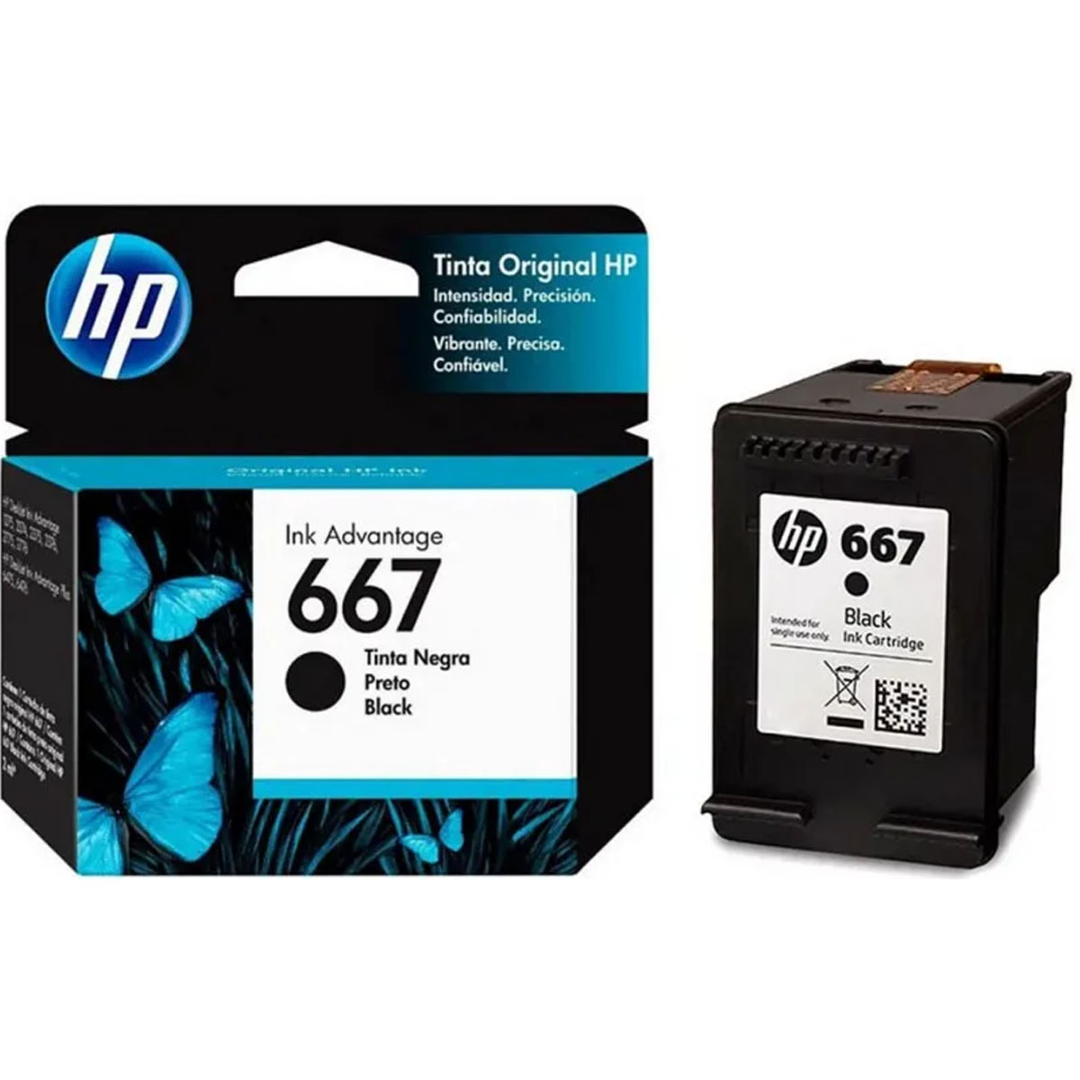 Cartucho De Tinta Hp Original Ink Advantage 667, Negro (3ym79al), Hp