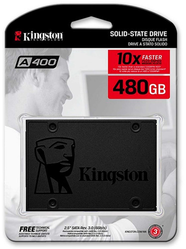 Unidad Ssd Kingston 480gb Sata 3 2.5 500/450 Mb/s R/w(sa400s37/480g), Kingston